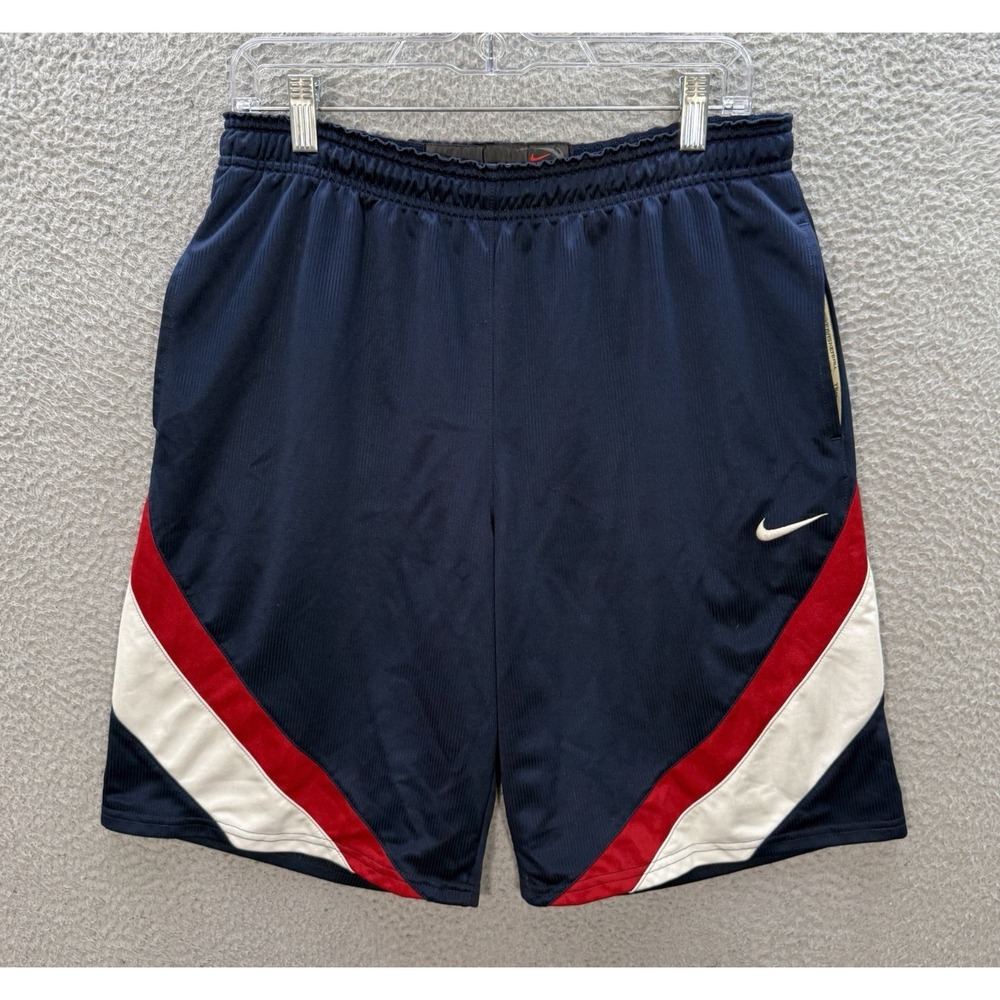 Vintage Nike Shorts Mens Medium Blue Basketball Small Swoosh Streetwear Y2K
